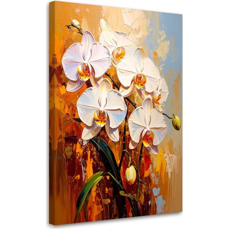 Wandbild für das Schlafzimmer Wohnzimmer Weiße Orchideen Blumen Natur 70x100 cm