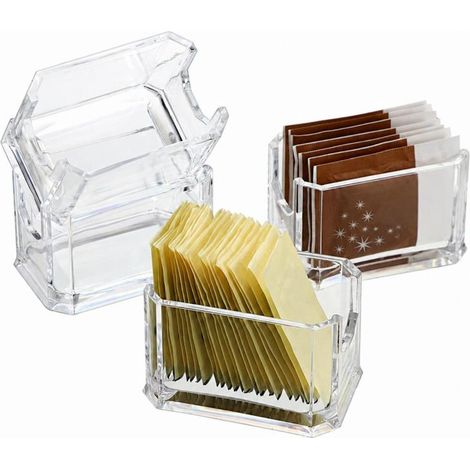 Porte-Sachets de Sucre et Thé – Lot de 4 Boîtes en Acrylique Transparent – Organisateur de Bureau et Cuisine – Design Moderne 8,1 x 5,6 cm (1/5)