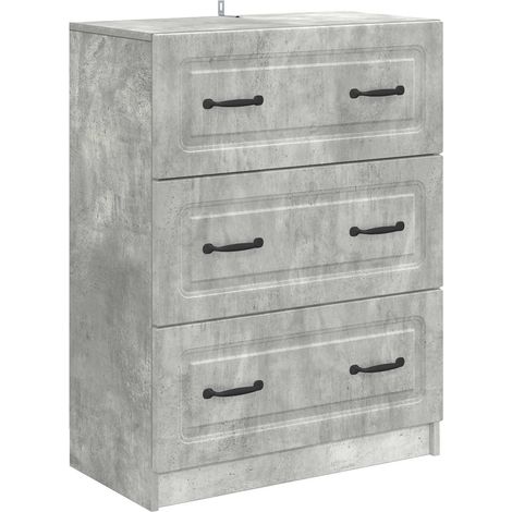 vidaXL Mobile con Cassetti Grigio Cemento 66 x 34,5 x 87 cm