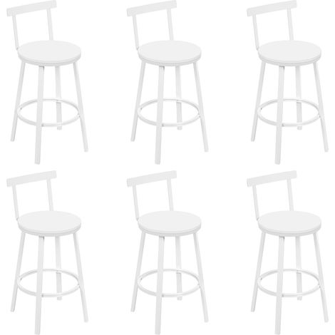 WOLTU taburetes de cocina, juego de 6, taburetes de bar, taburetes altos para cocina comedor estudio, estilo industrial, blanco
