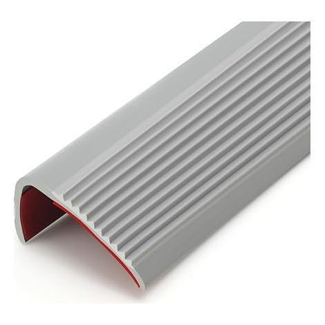 5M Non Slip Stair Nosing - Self Adhesive Vinyl - Flexible PVC Rubber - 5m x 25mm - Grey (1/5)