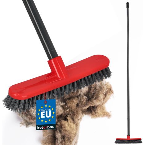 KOTARBAU® Balai Brosse - Brosse à Récurer avec Poils PVC - 26,5 cm - Balai Brosse sol - Balai Exterieur - avec Manche Métallique - Rouge et Noir (1/4)