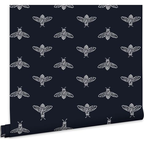 Joules Vliestapete Block Print Bee French Navy 10mx52cm