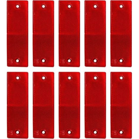 Réfléchissant Plaque D'Avertissement, Catadioptres de Sécurité, Catadioptre Remorque, Réflecteurs Camion, pour Camions Caravanes RV Bateaux Vélo, 10 Pièces,rouge,14.84.8cm (1/3)