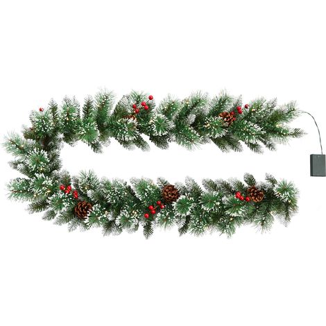 1,80 m lange Weihnachtsgirlande mit batteriebetriebenen LED-Lichterketten (1/3)
