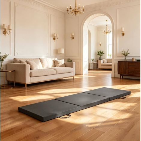 Colchoneta de gimnasia plegable de 3 paneles 180 x 60 x 5 cm, con asas, gris DESVIAE (1/5)