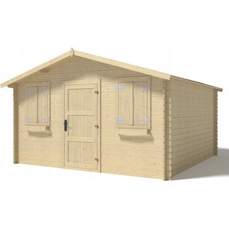 Casetta da giardino in legno - 16m2 - 4x4m - 28mm - colore: naturale - DOM149 (1/5)