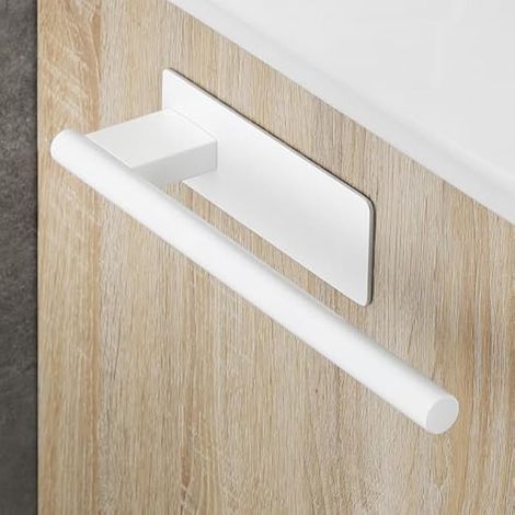Porte Serviette Salle De Bain sans Percage, Mural Porte-Serviettes Adhesif, Acier Inoxydable Support de Serviettes, Towel Rail Holder Brossé Blanc (1/5)