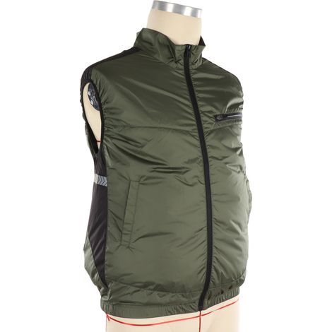 Atmungsaktive, hautfreundliche, UV-beständige und belüftete Kühlweste mit integriertem Ventilator für Wandern und Arbeit, Größe XXL, olivgrün (1/5)