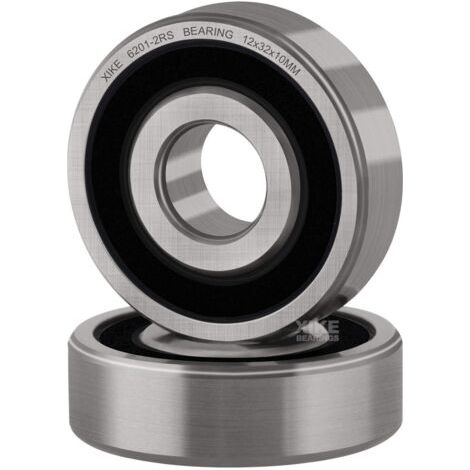 Cuscinetto a sfere a doppia tenuta Parts 6201-2RS 12x32x10mm in acciaio cromato e prelubrificato, cuscinetti a sfere a gola profonda 6201RS.