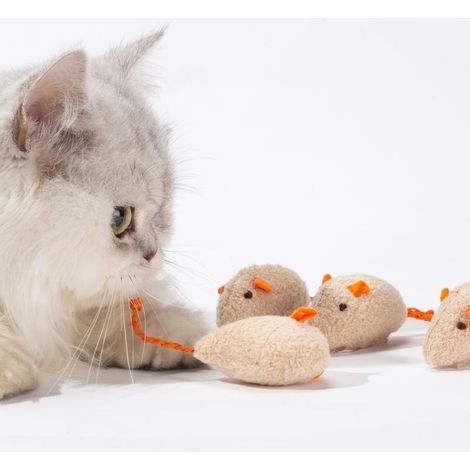Katzenspielzeugmäuse, eine Packung mit 3 selbstaufrichtenden und entspannenden Plüschmäusen