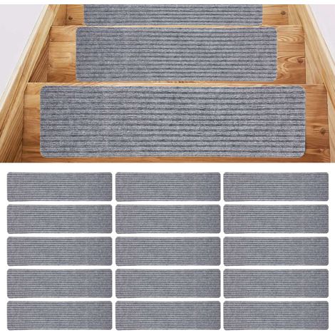 Tapis d'escalier, tapis de marche, tapis de sol, style rayé, rayures gris fumé (1/5)