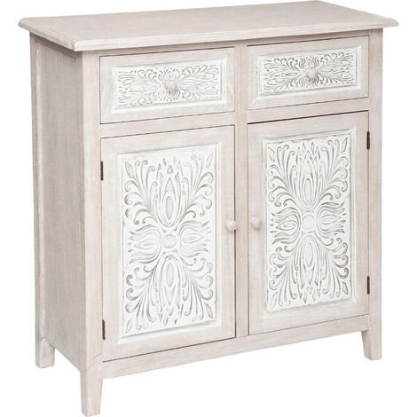 APARADOR PRÁCTICO Y ELEGANTE CON 2 PUERTAS EN MADERA BLANCAL. 80 x P. 34,5 x H. 85 cm (1/6)