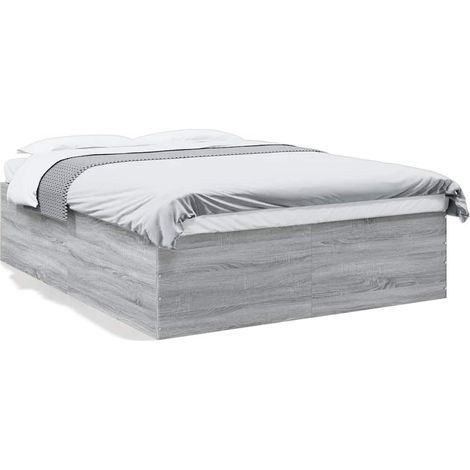 Maison Exclusive - Bettgestell Grau Sonoma 150x200 cm Holzwerksto (1/5)