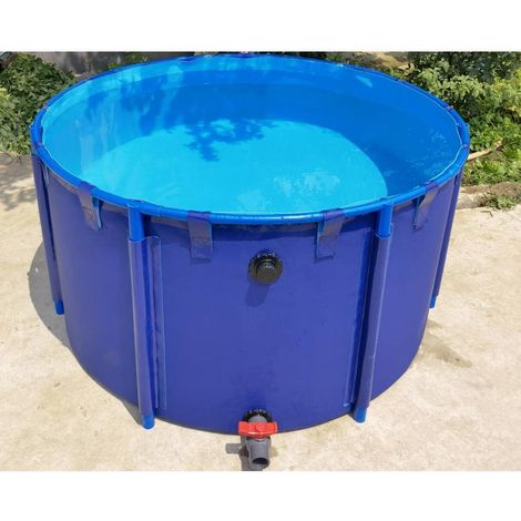 Bassin D'étang À Poissons en Toile Ronde,Conteneur De Stockage d'eau en PVC,Piscine Circulaire Hors Sol,Piscine Hors Sol,Grande Piscine extérieure Pliable avec Support en Acier,Facile à Installer (1/5)