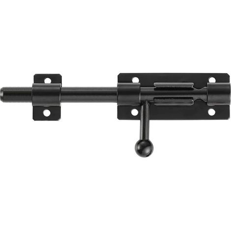 Serrure de porte de sécurité robuste à pêne coulissant avec trou pour cadenas, acier inoxydable 304 noir mat, longueur 160 mm (8 pouces), diamètre 14 mm. (200 mm (8 pouces) - 160 mm (6 pouces)) (1/5)