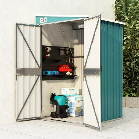 Vidaxl – Abri de jardin mural en métal galvanisé vert 118x100x178 cm – Résistant aux intempéries – Porte double avec verrouillage – Évacuation automatique de l'eau (1/5)