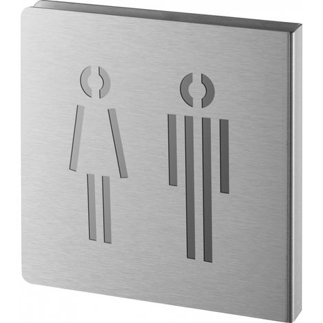Targa segnaletica <>, acciaio inox spazzolato, 120 x 120 mm, sagomata – THIRARD (1/2)
