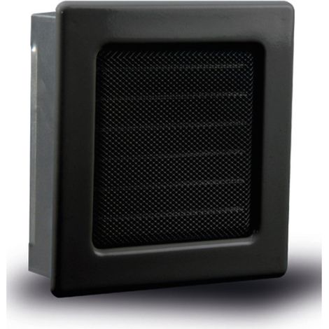 Grille de ventilation fixe avec cadre noir, lamelles et maille 17 x 17 cm Conduits et air (1/5)