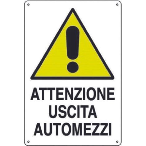 Cartello attenzione uscita automezzi - cm.50x70h.