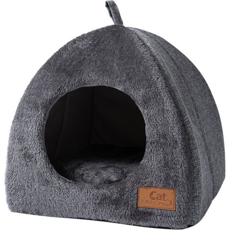 Lit triangulaire pour chat, niche fermée, lit chaud et épais pour chien, accessoires pour animaux (1/5)