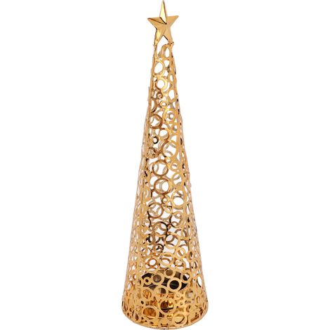 Porte-bougie Métal Arbre de Noël, Décoration de Table pour Fêtes, Support à Bougie Parfumée (1/5)