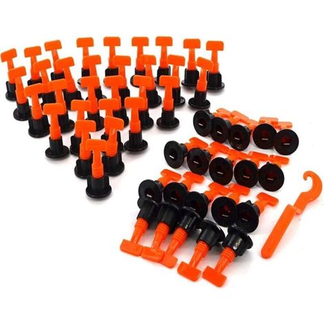 Réutilisable 50pcs Niveleur de Carrelage avec Clé, Kit de Leveller Système de Nivellement Outils de Construction de Murs Sols en Céramique (1/4)