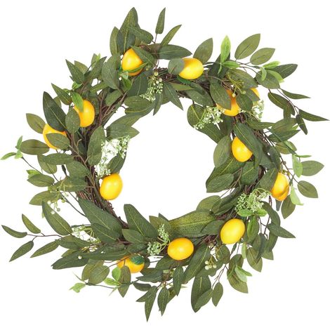 Ghirlanda decorativa di fiori artificiali per porte ø 50 cm fatta a mano verde Lenrun