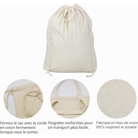 Cotton Canvas Laundry Bags with Carry Handles and Drawstring Closure, Machine Washable for Laundry Hampers or Regular Hampers (1/4)