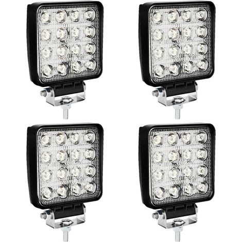 SWANEW Rechteck LED Arbeitsscheinwerfer IP67 Wasserdicht 12V 24V LED Scheinwerfer für LKW,Offroad, SUV, ATV,traktor Rückfahrscheinwerfer 48W 4 Stück (1/5)