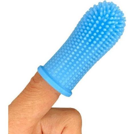 Dog toothbrush, 360-degree toothbrush set, finger toothbrush, pet toothbrush, for small and large animals, 2-pack, blue (1/5)