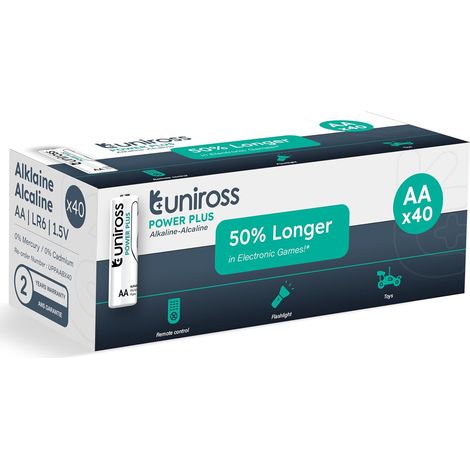 Lot de 40 Piles AA LR6 Alcalines 1.5V,Piles AA LR6 Haute Performance 7 Ans de Conservation, Piles AA jetables pour Jouet Manette, Réveil, Télécommande, Clavier Souris et Produits numériques (1/5)