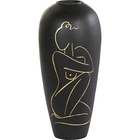 Vase en résine noire élégante décoration intérieure - Noir mat (1/3)