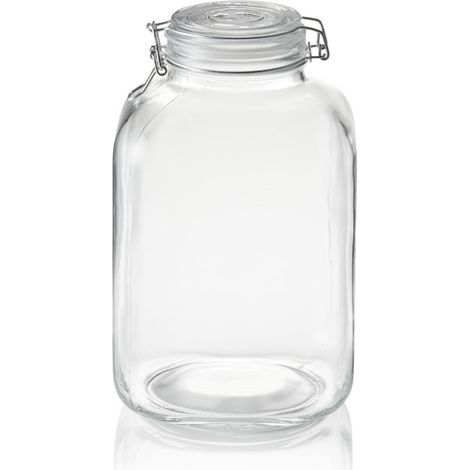 Bocal à provisions XL 5 ltr Ø 9 cm H 28,5 cm verre inox silicone - Was Germany (1/2)