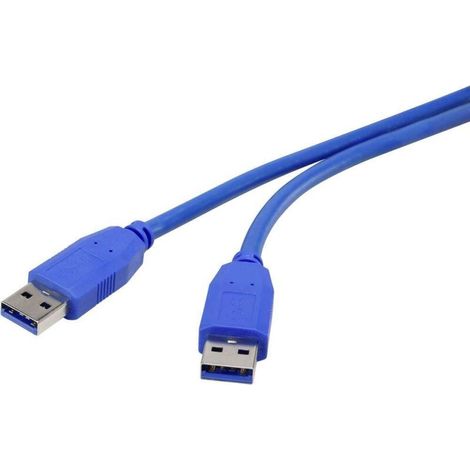 Trywise Câble USB USB 3.2 Gen1 (USB 3.0) USB-A mâle, USB-A mâle 1.80 m bleu contacts dorés RF-4369449 W381621 (1/3)