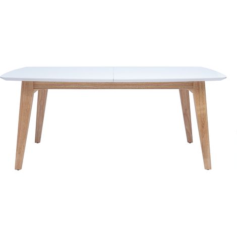 Tavolo allungabile con prolunga integrata rettangolare in legno bianco e rovere chiaro L180-230 cm FIFTIES (1/5)