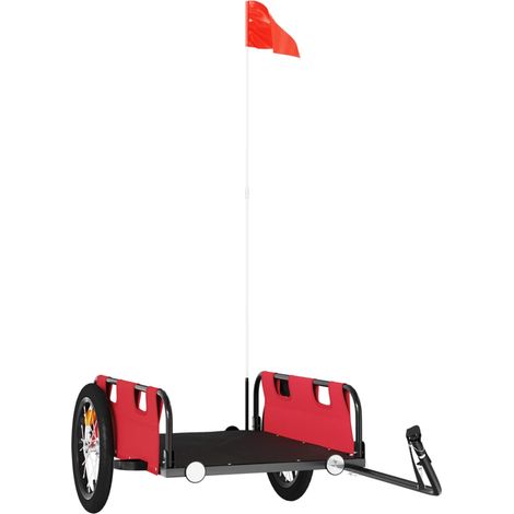 Remorque de vélo rouge tissu oxford et fer (1/5)