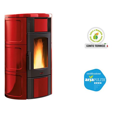 Estufa de pellets Iside Hidro 2.0 Bordeaux – 19 kW – La Nordica – Calefacción para espacios hasta 545 m³