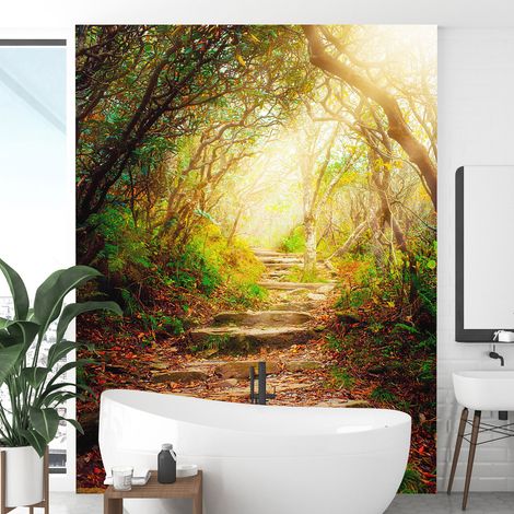 Papier peint panoramique - Escaliers Forêt - 260 cm x 368 cm (1/4)