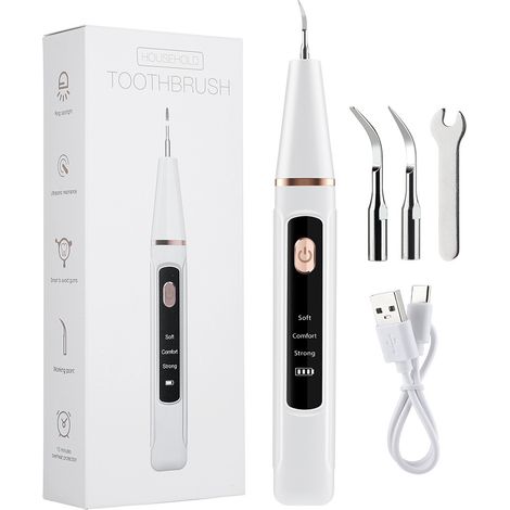 Nettoyeur dentaire ultrasonique professionnel, détartreur électrique blanchissant, grattoir anti-plaque, outil d'hygiène buccale rechargeable USB, blanc, 1 pièce (1/5)