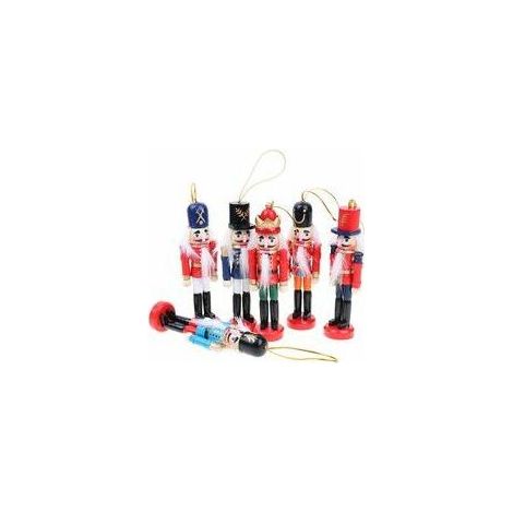 Casse-Noisette Soldat Décorations de 6 pièces Noël Casse-Noisette Soldat en Bois 12cm Noël Casse-Noisette Ornement Marionnette de Soldat pour Arbre De Noël,Décorations de Noël (1/5)