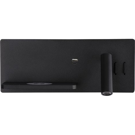 Applique Murale Liseuse LED Côté Droit 3W+ 6W Direct/Indirect IRC90 3-en-1 Noir Mat ZAMBELIS 25184 - 24 deg - Blanc chaud - 3000K