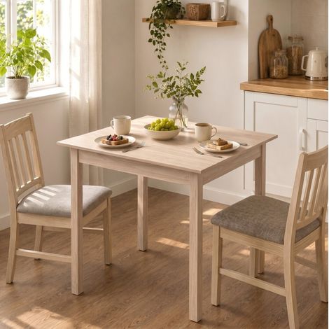 Table à manger carrée 75 x 75 x 76 cm en bois, 2 places, design campagne, format compact pour petite cuisine ou salle à manger, capacité 30 kg - CHICFURN (1/5)