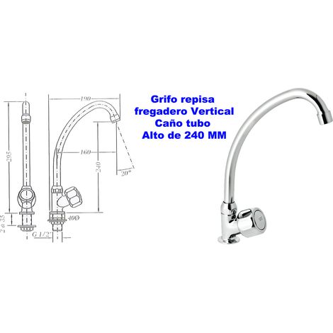 Rubinetto a mensola Genebre per lavabo alto verticale 22 cm 68003 114566
