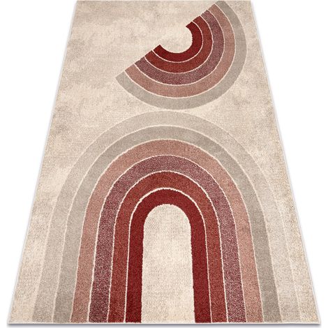 Carpet FUSION 0807 cream / claret - Geometric, modern, abstract red 120x170 cm
