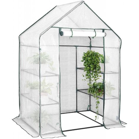 WOLTU Foliengewächshaus Treibhaus Gartenhaus 143x73x195cm weiß (1/5)