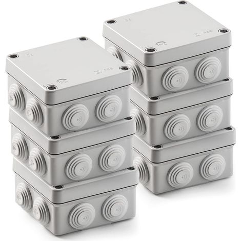 3011.6 Lot de 6 boîtes de jonction étanches IP55 (3011) Sans halogène Haute résistance aux chocs Vis 1/4 de tour Assemblage facile Cône métrique 112 x 112 x 64 cm Gris (1/5)