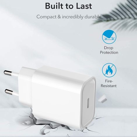 Chargeur de téléphone portable PD 20 W compatible avec iPhone 12, 12 Pro, 12 Pro Max et iPhone 12 Pro Max (prise américaine, 100-240 V). (1/5)