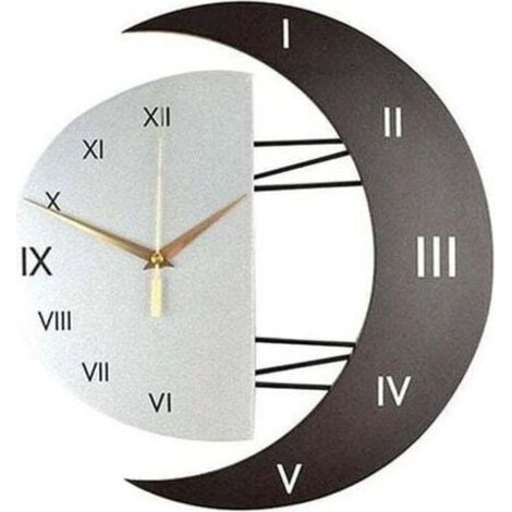 Modern Wall Clock Modern Design Wall Clock Creative Moon Frame Kitchen Clock Wall Clock for Home (33cm) (1/5)