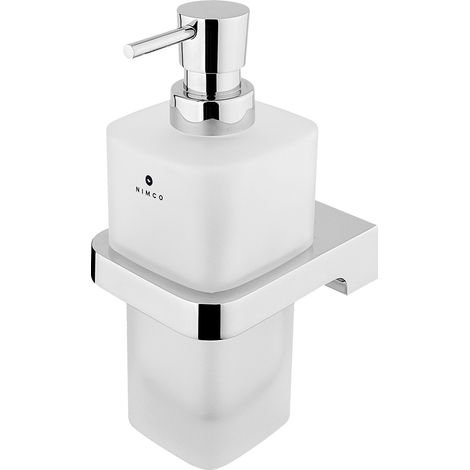 Distributeur De Savon Verre Satiné, Avec Fixation Chrome, Maya Nimco (1/4)